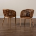 bali & pari Mario Modern Bohemian Natural Brown Finished Teak Wood and Rattan 2-Piece Dining Chair Set - BSOMario-Rattan-DC