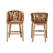 bali & pari Mario Modern Bohemian Natural Brown Finished Teak Wood and Rattan 2-Piece Counter Stool Set - BSOMario-Rattan-BS
