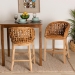 bali & pari Mario Modern Bohemian Natural Brown Finished Teak Wood and Rattan 2-Piece Counter Stool Set - BSOMario-Rattan-BS