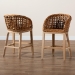 bali & pari Mario Modern Bohemian Natural Brown Finished Teak Wood and Rattan 2-Piece Counter Stool Set - BSOMario-Rattan-BS