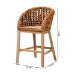 bali & pari Mario Modern Bohemian Natural Brown Finished Teak Wood and Rattan 2-Piece Counter Stool Set - BSOMario-Rattan-BS