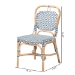 bali & pari Luciana Modern French Blue and White Weaving Natural Rattan Bistro Chair - BSOLuciana-Rattan-DC