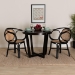 bali & pari Palesa Modern Bohemian Two-Tone Black and  Natural Brown Rattan Dining Chair - BSOWS032-Black-Rattan-DC