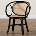 bali & pari Palesa Modern Bohemian Two-Tone Black and  Natural Brown Rattan Dining Chair - BSOWS032-Black-Rattan-DC