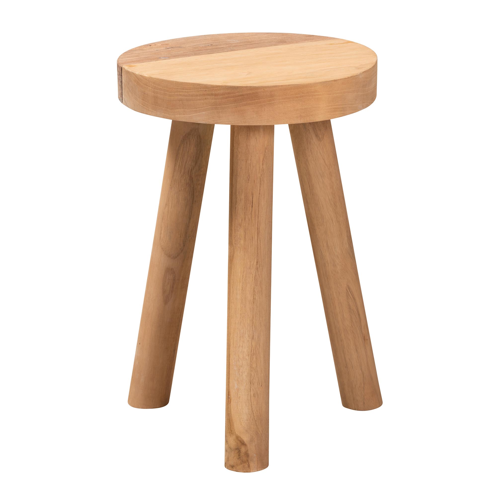 Baxton Studio Terah Mid-Century Modern Natural Brown Teak Wood Ottoman Footstool