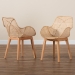bali & pari Ballerina Japandi Natural Brown Finished Mahogany Wood and Rattan 2-Piece Dining Chair Set - BSOBalerina3-Natural Rattan-DC