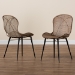 bali & pari Sabelle Japandi Greywashed Rattan and Black Metal 2-Piece Dining Chair Set - BSOSanta2-Light Grey Rattan-DC