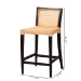 bali & pari Lingga Modern Bohemian Dark Brown Mahogany Wood and Natural Rattan Counter Stool - BSOLingga-Mahogany-CS