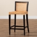 bali & pari Lingga Modern Bohemian Dark Brown Mahogany Wood and Natural Rattan Counter Stool - BSOLingga-Mahogany-CS