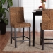 bali & pari Laymi Modern Bohemian Dark Brown Mahogany Wood and Seagrass Counter Stool - BSOLaymi-Mahogany-CS