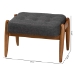Baxton Studio Jeanine Japandi Dark Grey Fabric and Walnut Brown Finished Wood Ottoman Footstool - BSOBBT5455-Dark Grey/Walnut-Stool