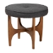 Baxton Studio Theo Japandi Greyish Beige Fabric and Walnut Brown Finished Wood Ottoman Footstool