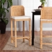 bali & pari Zariah Modern Bohemian Natural Brown Rattan and Mahogany Wood Bar Stool - BSOWS15-Mahogany-BS