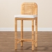 bali & pari Zariah Modern Bohemian Natural Brown Rattan and Mahogany Wood Bar Stool - BSOWS15-Mahogany-BS