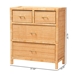 bali & pari Vaere Modern Bohemian Natural Brown Rattan and Mahogany Wood Storage Cabinet - BSOVaere-Mahogany-4DW-Storage Cabinet