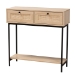 Baxton Studio Sherwin Mid-Century Modern Light Brown  and Black 2-Drawer Console Table with Woven Rattan Accent