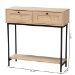 Baxton Studio Sherwin Mid-Century Modern Light Brown  and Black 2-Drawer Console Table with Woven Rattan Accent - BSOSR221178-Rattan-Console Table