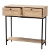Baxton Studio Sherwin Mid-Century Modern Light Brown  and Black 2-Drawer Console Table with Woven Rattan Accent - BSOSR221178-Rattan-Console Table