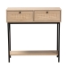 Baxton Studio Sherwin Mid-Century Modern Light Brown  and Black 2-Drawer Console Table with Woven Rattan Accent - BSOSR221178-Rattan-Console Table