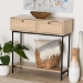 Baxton Studio Sherwin Mid-Century Modern Light Brown  and Black 2-Drawer Console Table with Woven Rattan Accent - BSOSR221178-Rattan-Console Table