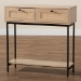 Baxton Studio Sherwin Mid-Century Modern Light Brown  and Black 2-Drawer Console Table with Woven Rattan Accent - BSOSR221178-Rattan-Console Table