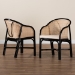 bali & pari Miranda Modern Bohemian Two-Tone Black and Natural Brown Rattan 2-Piece Dining Chair Set - BSOMiranda-Rattan-DC