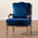 Baxton Studio Jules Traditional Navy Blue Fabric and French Oak Brown Finished Wood Accent Chair - BSOBBT5470-Navy Blue/French Oak-Chair