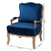Baxton Studio Jules Traditional Navy Blue Fabric and French Oak Brown Finished Wood Accent Chair - BSOBBT5470-Navy Blue/French Oak-Chair