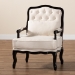 Baxton Studio Dion Traditional French Cream Fabric and Wenge Brown Finished Wood Accent Chair - BSOBBT5470.12 A1-Cream/Wenge-Chair
