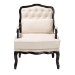 Baxton Studio Dion Traditional French Cream Fabric and Wenge Brown Finished Wood Accent Chair - BSOBBT5470.12 A1-Cream/Wenge-Chair