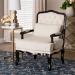Baxton Studio Dion Traditional French Cream Fabric and Wenge Brown Finished Wood Accent Chair - BSOBBT5470.12 A1-Cream/Wenge-Chair