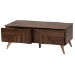 Baxton Studio Graceland Mid-Century Modern Transitional Walnut Brown Finished Wood 2-Drawer Coffee Table - BSOLV45CFT4514WI-CLB-Coffee Table