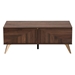 Baxton Studio Graceland Mid-Century Modern Transitional Walnut Brown Finished Wood 2-Drawer Coffee Table - BSOLV45CFT4514WI-CLB-Coffee Table