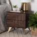 Baxton Studio Graceland Mid-Century Modern Transitional Walnut Brown Finished Wood 2-Drawer Nightstand - BSOLV45ST4524WI-CLB-NS