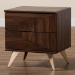 Baxton Studio Graceland Mid-Century Modern Transitional Walnut Brown Finished Wood 2-Drawer Nightstand - BSOLV45ST4524WI-CLB-NS