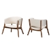 Baxton Studio Baron Mid-Century Modern Cream Boucle Fabric Upholstered and Walnut Brown Finished Wood 2-Piece Living Room Accent Chair Set