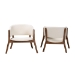 Baxton Studio Baron Mid-Century Modern Cream Boucle Fabric Upholstered and Walnut Brown Finished Wood 2-Piece Living Room Accent Chair Set - BSORDC794S-AC-Cream/Walnut-CC