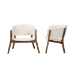 Baxton Studio Baron Mid-Century Modern Cream Boucle Fabric Upholstered and Walnut Brown Finished Wood 2-Piece Living Room Accent Chair Set - BSORDC794S-AC-Cream/Walnut-CC