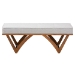 Baxton Studio Chenoa Japandi Light Grey Boucle Fabric and Walnut Brown Finished Wood Bench - BSOBBT5472-Maya-Sky Grey/Walnut-Bench