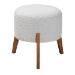 Baxton Studio Elkie Japandi Light Grey Boucle Fabric and Walnut Brown Finished Wood Ottoman Footstool