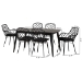 Baxton Studio Aniceta Modern Bohemian Black Finished Wood and Rattan 7-Piece Dining Set - BSOKYG013C-Black-7PC Dining Set
