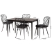 Baxton Studio Sabelle Modern Bohemian Black Finished Wood and Rattan 5-Piece Dining Set - BSOKYG002C-Black-5PC Dining Set