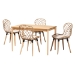Baxton Studio Sabelle Modern Bohemian Greywashed Rattan and Natural Brown Finished Wood 5-Piece Dining Set