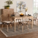 Baxton Studio Sabelle Modern Bohemian Greywashed Rattan and Natural Brown Finished Wood 5-Piece Dining Set - BSOKYG002C-Natural Oak/Light Grey-5PC Dining Set