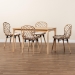 Baxton Studio Sabelle Modern Bohemian Greywashed Rattan and Natural Brown Finished Wood 5-Piece Dining Set - BSOKYG002C-Natural Oak/Light Grey-5PC Dining Set