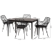 Baxton Studio Ballerina Modern Bohemian Black Finished Wood and Rattan 5-Piece Dining Set - BSOKYG003C-Black-5PC Dining Set