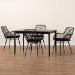 Baxton Studio Ballerina Modern Bohemian Black Finished Wood and Rattan 5-Piece Dining Set - BSOKYG003C-Black-5PC Dining Set