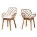 Baxton Studio Ballerina Modern Bohemian Greywashed Rattan and Natural Brown Finished Wood 2-Piece Dining Chair Set