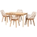 Baxton Studio Ballerina Modern Bohemian Greywashed Rattan and Natural Brown Finished Mahogany Wood 5-Piece Dining Set