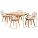 Baxton Studio Ballerina Modern Bohemian Greywashed Rattan and Natural Brown Finished Mahogany Wood 5-Piece Dining Set - BSOKYG004C-Natural Oak/Light Grey-5PC Dining Set